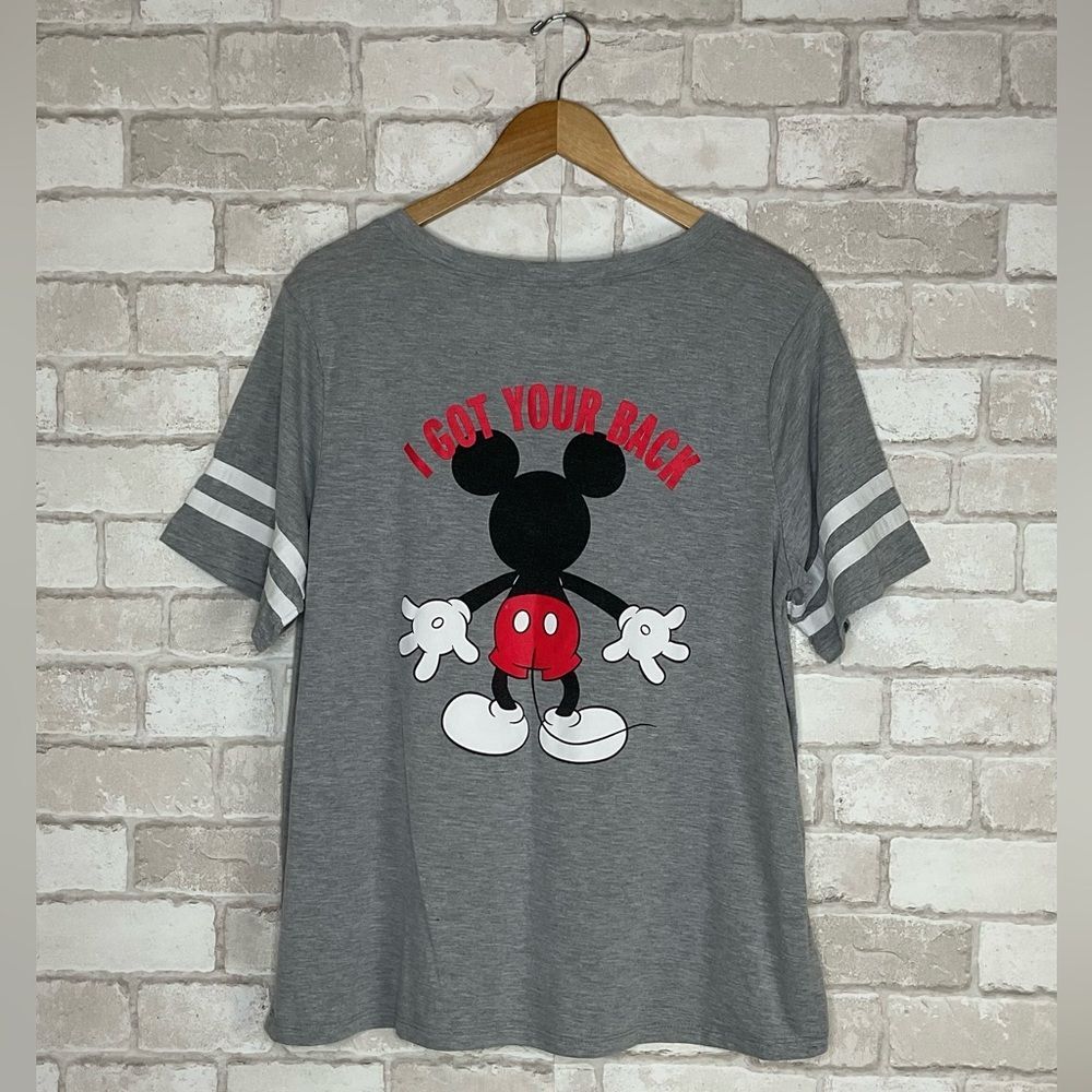 Disney Gray Mickey Mouse V-neck Short Sleeve Tee Size 2X - Picture 4 of 9